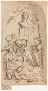 Busto de Diana com Putti e Atributos de Caça, primeira metade do século XVIII. de Jacob de Wit