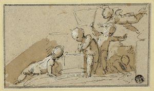 Cinco Putti em jogo de Jacob de Wit
