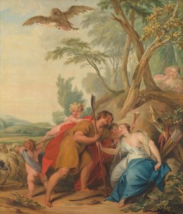 Júpiter, disfarçado de pastor, seduzindo Mnemosine, a deusa da memória, 1727
