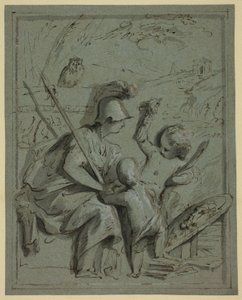Minerva com dois Putti de Jacob de Wit