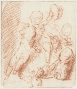 Design para uma porta ou chaminé com três putti de Jacob de Wit