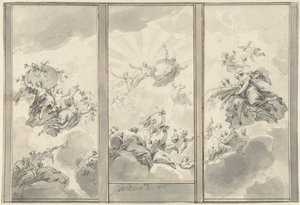 Design para uma decoração de tecto em três partes de Jacob de Wit