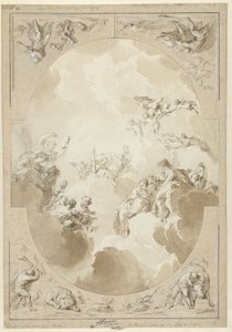 Projeto para uma pintura de teto representando a Apoteose de Hércules e quatro de suas obras de Jacob de Wit