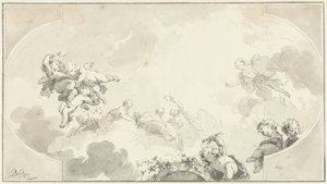 Desenho para pintura de tectos de Jacob de Wit