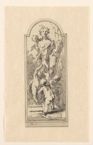 Putti com busto de mulher entre as árvores de Jacob de Wit