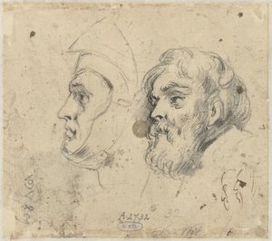 Folha de estudo com duas cabeças de Jacob de Wit