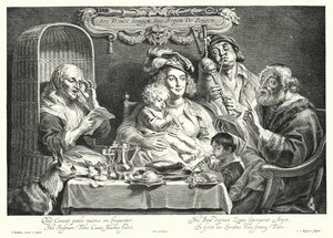 O Concerto em Família (gravura) de Jacob the Elder (after) Jordaens