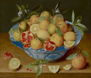 Natureza morta com limões, laranjas e uma romã, c.1620-40 (óleo no painel)