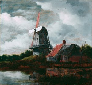 Paisagem com uma casa de campo e um moinho de vento de Jacob van Ruisdael