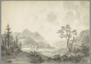 Paisagem de montanha com um rio