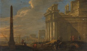 vista do porto italiano de Jacob van der Ulft (signed by artist)