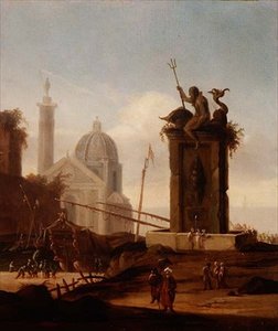 Um italiano Capriccio em um porto do Mediterrâneo