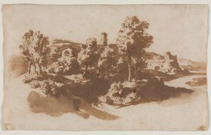 Paisagem com fortificação entre Marino e Frascati
