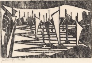 Composição (Barcos em um porto) de Jacoba van Heemskerck (signed by artist)