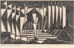 Composição (Velejar num lago) de Jacoba van Heemskerck (signed by artist)