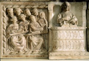 Monumento funerário de Carlo, Roberto e Riccardo da Saliceto: alunos de um curso (escultura, c.1403) de Jacobello and Pier Paolo dalle Masegne
