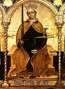Justiça entre São Miguel e São Gabriel, detalhe da Justiça, 1421