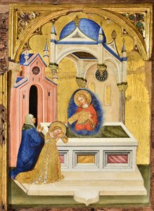 Lúcia rezando no túmulo de Santa Ágata, c.1410. de Jacobello del Fiore.