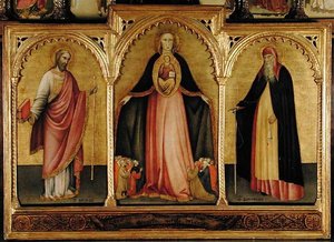 Virgem e Criança com São Tiago o Grande e Santo António (tempera no painel)