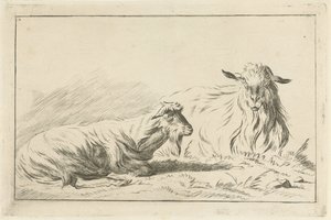 Duas cabras deitadas de Jacobus Cornelis Gaal