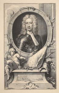 Retrato de Charles Mordaunt, conde de Peterborough, ilustração "das cabeças de pessoas ilustres de Grâ Bretanha", bar. de Knapton, Londres, 1742 de Jacobus Houbraken