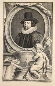 Retrato de Francis Bacon, visconde de St Albans, ilustração "das cabeças de pessoas ilustres de Grâ Bretanha", bar. de Knapton, Londres, 1742 de Jacobus Houbraken