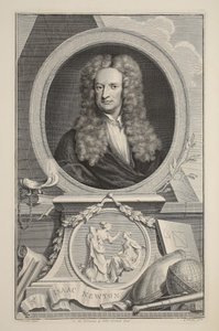 Retrato de Isaac Newton, ilustração "das cabeças de pessoas ilustres de Grâ Bretanha", bar. de Knapton, Londres, 1742 de Jacobus Houbraken