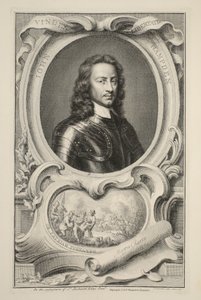 Retrato de John Hampden, ilustração "das cabeças de pessoas ilustres de Grâ Bretanha", bar. de Knapton, Londres, 1742 de Jacobus Houbraken