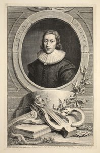 Retrato de John Milton, ilustração das "cabeças de pessoas ilustres de Grâ Bretanha", bar. de Knapton, Londres, 1742 de Jacobus Houbraken