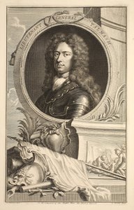 Retrato do tenente General Talmash, ilustração "das cabeças de pessoas ilustres de Grâ Bretanha", bar. de Knapton, Londres, 1742 de Jacobus Houbraken