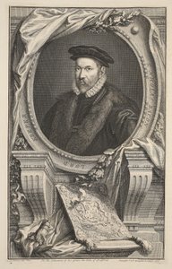 Retrato de Nicholas Bacon, ilustração "das cabeças de pessoas ilustres de Grâ Bretanha", bar. de Knapton, Londres, 1742 de Jacobus Houbraken
