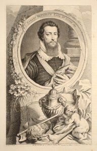Retrato de Robert Devereux, conde de Essex, 1601, ilustração de &39;cabeças de ilustres pessoas da Grã-Bretanha&39;, pub. de Knapton, Londres, 1742 de Jacobus Houbraken