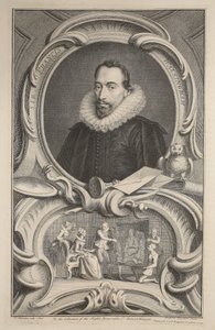 Retrato de Sir Francis Walsingham, ilustração "das cabeças de pessoas ilustres de Grâ Bretanha", bar. de Knapton, Londres, 1742 de Jacobus Houbraken