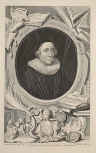 Retrato de Usher, arcebispo de Armagh, ilustração de &39;cabeças de ilustres pessoas da Grã-Bretanha&39;, pub. de Knapton, Londres, 1742 de Jacobus Houbraken