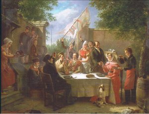 A festa de casamento, de uma revista ou fonte de livro desconhecida de Jacob Joseph Eckhout
