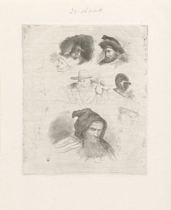 Estudo de retrato de diferentes cabeças de Jacobus Ludovicus Cornet