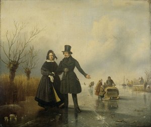 Retrato do Sr. e Sra. Thijssen on the Ice de Jacobus Sörensen