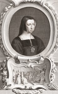 Luísa de Sabóia (1476-1531) nobre e regente francesa, Duquesa de Auvergne e Bourbon, Duquesa de Nemours, e mãe do rei Francisco I (gravura) de Jacobus and Vertue George Houbraken
