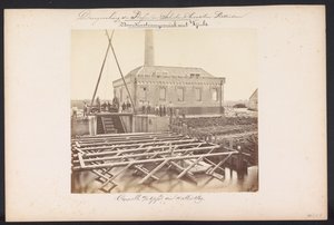Abaixo da Estação de Bombeamento a Vapor com Vijzels / Capelle aan den IJssel den 14 de maio de 1869 (título no objeto) Recuperação dos Lagos em Schieland leste de Rotterdam (título da série no objeto)