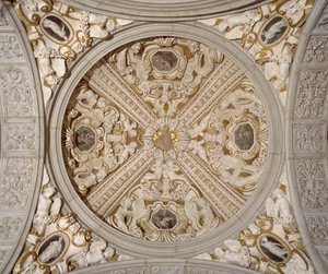 Detalhe do tecto na Galeria Sansovino, Veneza, c.1537 (pedra) de Jacopo (1486 1570) Sansovino