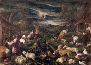 Nada depois do dilúvio. Pintura de Jacopo da Ponte, chamado Jacopo Bassano (1515-1592) de Jacopo Bassano