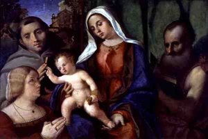 Sacra Conversazione com um Doador (óleo sobre painel)