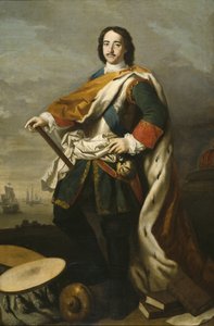 Pierre I le Grand, czar de Russie - Retrato do Imperador Pedro I, o Grande (1672-1725), de Amigoni, Jacopo (1675-1752). Óleo sobre tela. Dimensão : 210x139 cm. Nationalmuseum Estocolmo