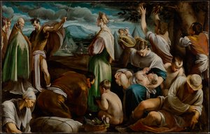 O milagre das codornizes de Jacopo Bassano