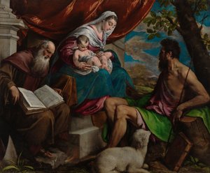 Virgem e Menino com São João Batista e Santo Antão Abade de Jacopo Bassano