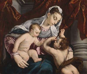 Virgem e Menino com o jovem São João Batista de Jacopo Bassano