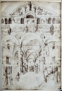La flagellation du Christ Desenho em caneta e tinta de Jacopo Bellini (1400-1470) Sol do século XV. 0,42x0,28 m Paris, Musee du Louvre
