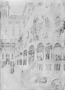 The Flagellation, do Álbum de desenhos de Jacopo Bellini (caneta e tinta sobre pergaminho)