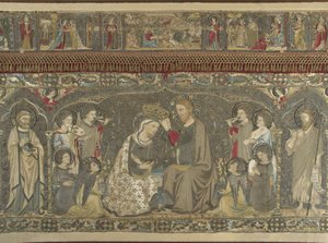 A Coroação da Virgem entre oito Anjos e quatorze Santos Bordado eclesiástico, 1 de Jacopo Cambi