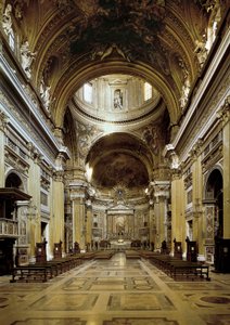 Vista interior do Chiesa del Gesu, construído 1568-75 de Jacopo Vignola